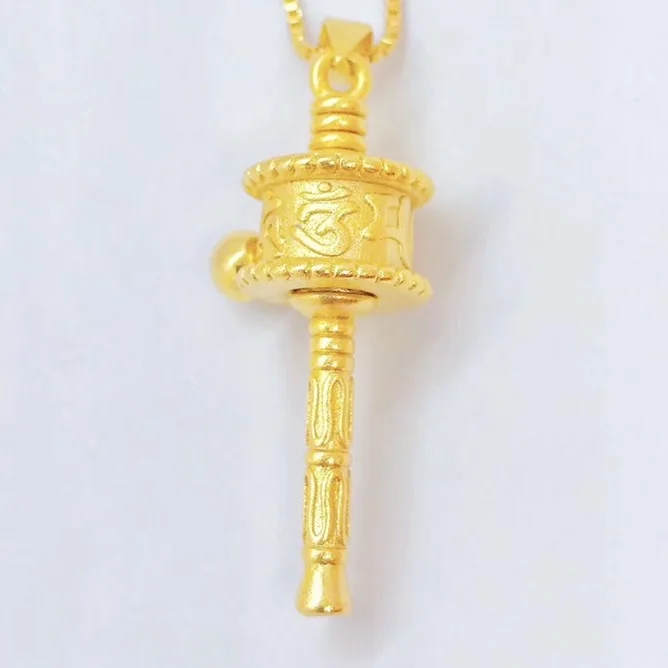 gold charm OMHXFC,, YM128, Европейская мода, Хит, красивая женская, мужская, для вечеринки, дня рождения, свадьбы, подарок, Молитвенное Колесо, сделай сам, 24KT, Золотая подвеска, Шарм - Цвет камня: gold charm
