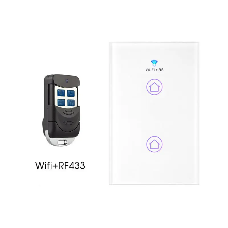2 gang Wi-Fi умный светильник RF433 стандарт США голосовой пульт дистанционного управления Сенсорная панель беспроводной настенный переключатель работает с Alexa Google Home - Комплект: 2 gang