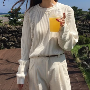 

2020 Spring Korean Fashion Ladies long Sleeve Women Knitting Sweater Solid Pullover Jumper Loose Female Sweater Hot Sale Clothes