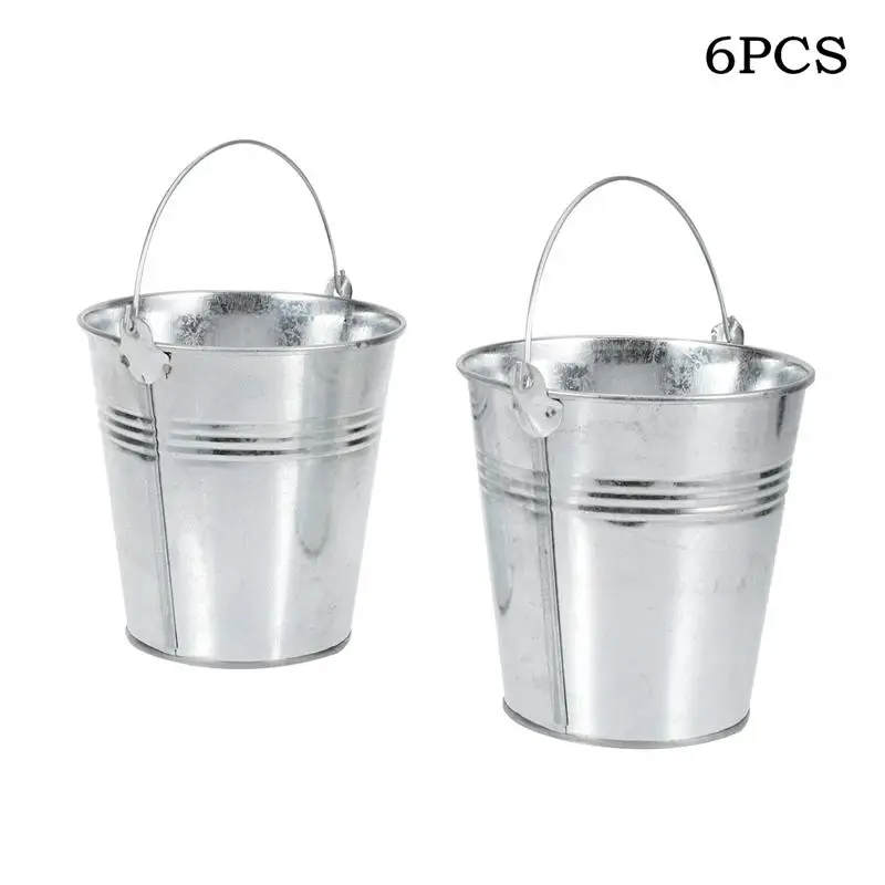 6pcs 10,5x7,2x10,5 см жестяное ведро из металла, картофель фри, многофункциональное жестяное ведро, жестяные ведра, жестяное ведро для хранения - Цвет: 6pcs