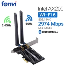 Двухдиапазонный 2974 Мбит/с беспроводной AX200NGW PCIE сетевой адаптер с Intel Wi-Fi 6 AX200 2,4 Гбит/с 802,11 ac/ax BT 5,0 Настольный FV-AX3000