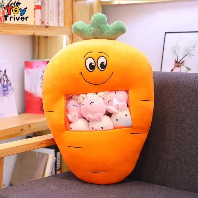 Kawaii Carrot Rabbit Bunny Plush Toys Stuffed Animals Doll Pillow Cushion Baby Kids Children Birthday Christmas Gifts Room Decor