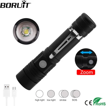 

BORUiT C6 LED Flashlight High Power XM-L T6 Torch 4-Mode Zoom Lantern Rechargeable 18650 Hunting Lamp 1000lm Bicycle Light