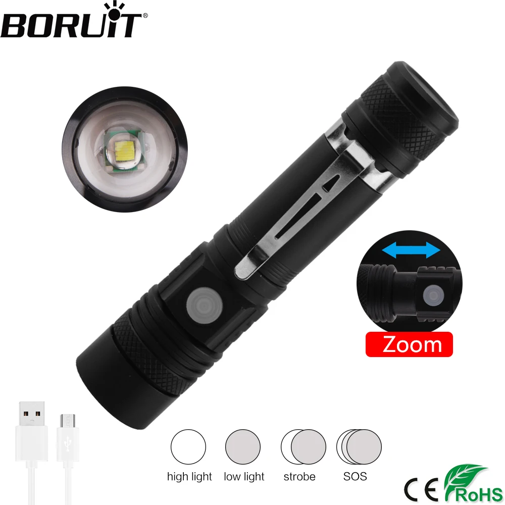 Светодиодный фонарик BORUiT C6 высокой мощности XM L T6 фонарь с 4 режимным увеличением