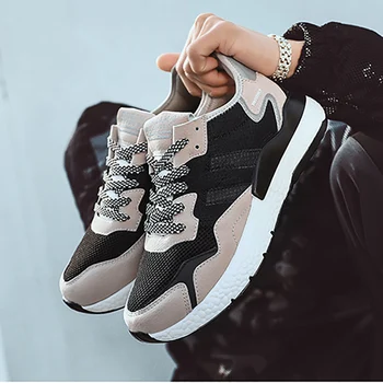 

Mesh patchwork Leather Running Shoes for Men 2019 Fashion Hit Color Sneakers Male Street Harajuku Sport Shoes Jogging Fitness