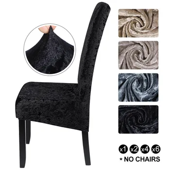 

Ice Fleece Dining Room Chair Cover Velvet Elastic Chair Cover Stretchable Seat Slipcovers Wedding Chair Decoration XL Size