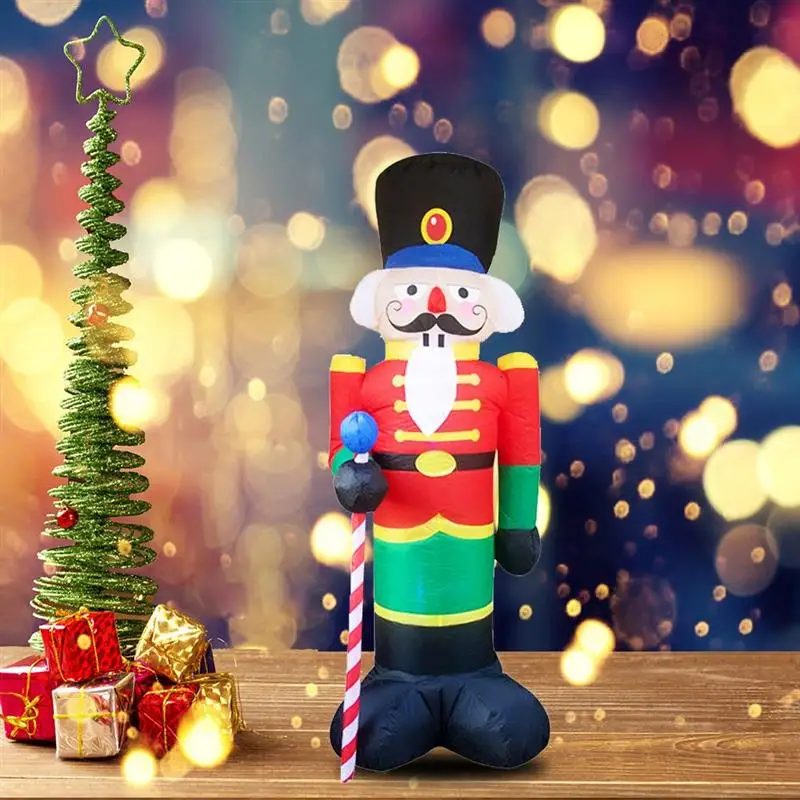 

Hot Sale Christmas LED Light Up Inflatable Blown Soldier Model Nutcracker Scene Decor For Garden Porch Christmas Party Set