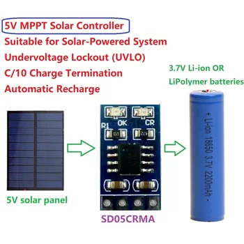 

MPPT Solar Controller 3.7V 4.2V 18650 Lithium Battery Charging 1A Charger Module