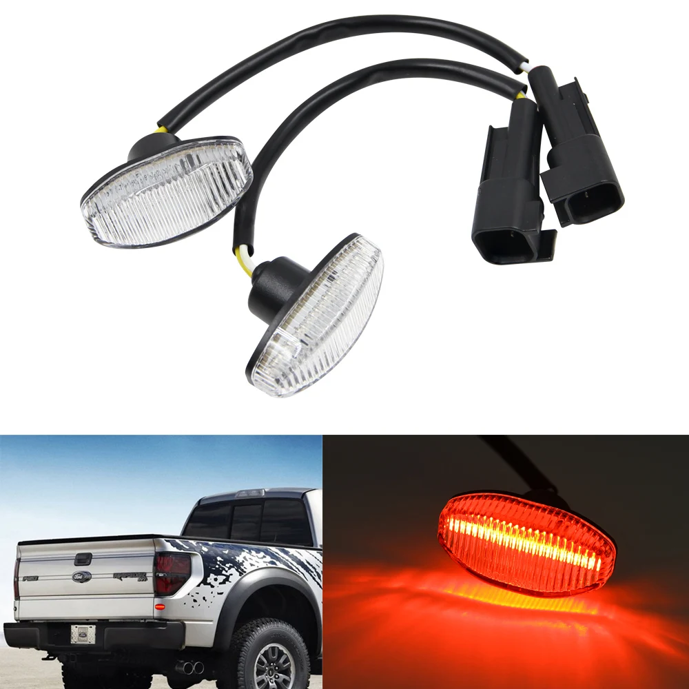 

2pcs Red Rear led side marker light lamp For Ford F150 SVT Raptor 2010-2014 Clear Lens Turn Signal Led Lamp