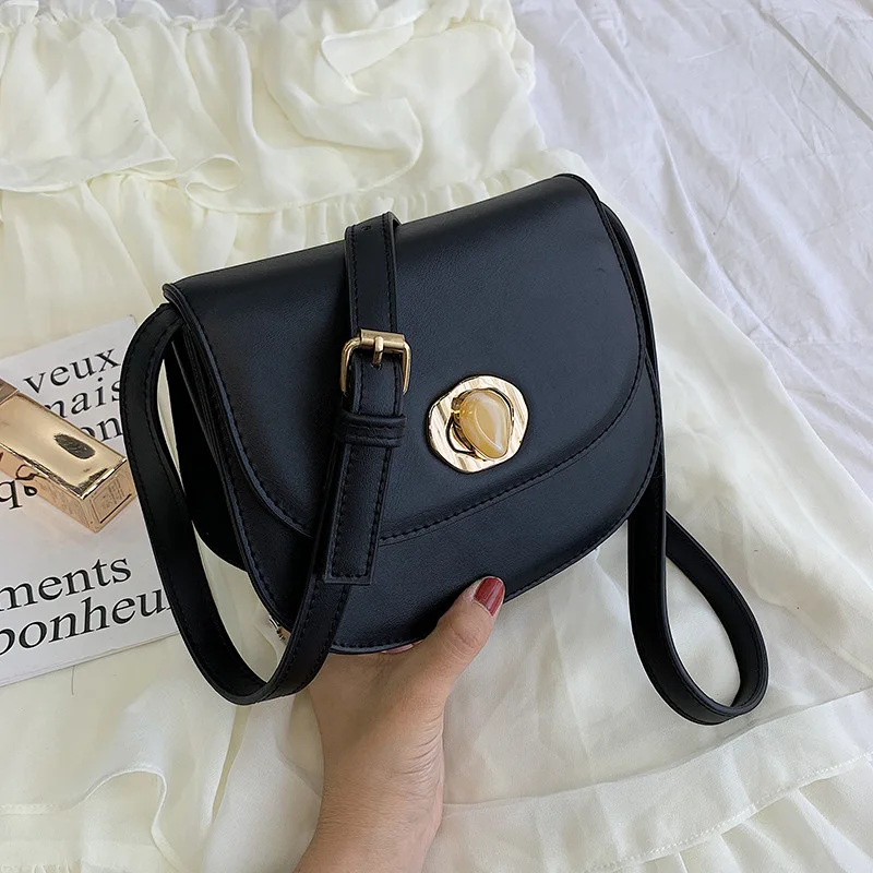 

Summer New Arrival Bag GIRL'S Simple suo kou bao New Style 2019 Korean-style bai da xiao Square Bag Shoulder Saddle Bag