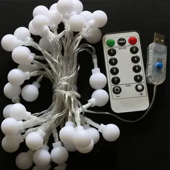 

HiMISS 5M 50 LED USB Ball Bulb String Lights with Remote Control Garden Home Party Bar Decoration