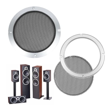 

2Pcs Silvery Speakers Cover Protective Mesh Plastic Frame Protective Grille Circ