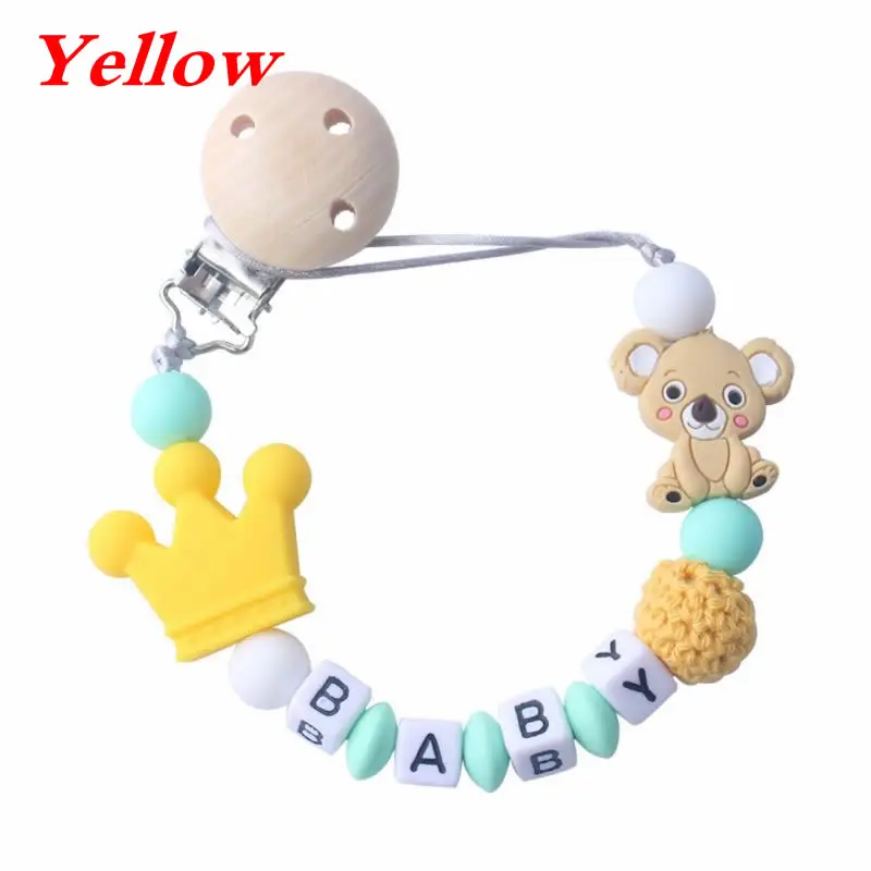 Yellow Детская цепочка для детской соски успокаивающие милые коала медведь красочный дизайн детские игрушки - Цвет: Yellow