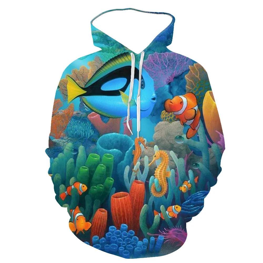 

3D Sea Ocean Fish Print Hoodie Funny Pullover Autumn Spring Sweatshirt Hip Hop Sudadera Hombre Coat Streetwear Harajuku Hoodies