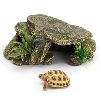

Reptile Tortoise Basking Platform Hiding Cave Fish Tank Aquarium Landscaping Decoration Ornament