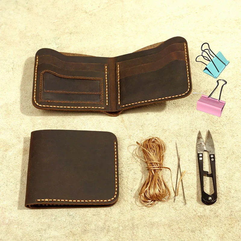Top Genuine Leather Men's Wallet Retro Handmade Wallet for Men Durable Real Leather portfel male cartera hombre Purse for men 6