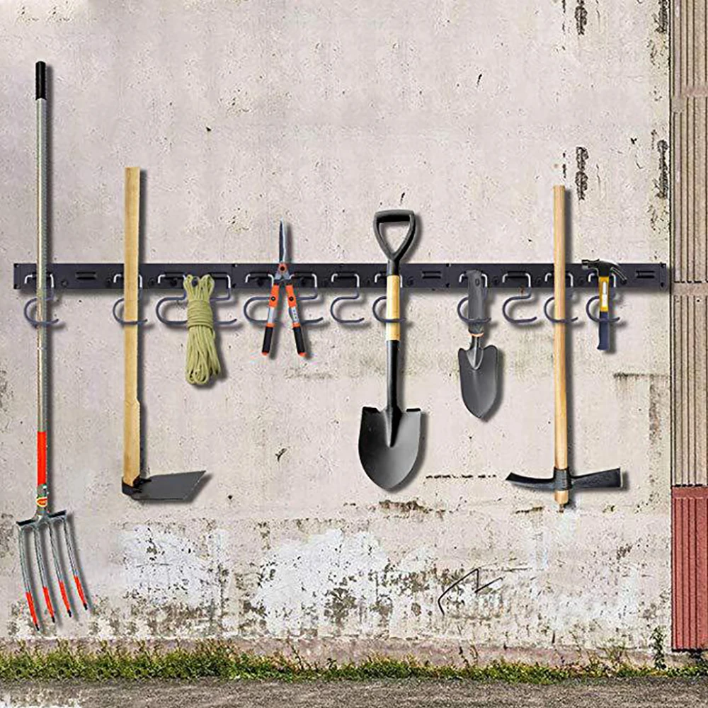 Garden-Tool-Organizer Storage-System Wall-Holder Adjustable-Tool 12-Hooks 48inch