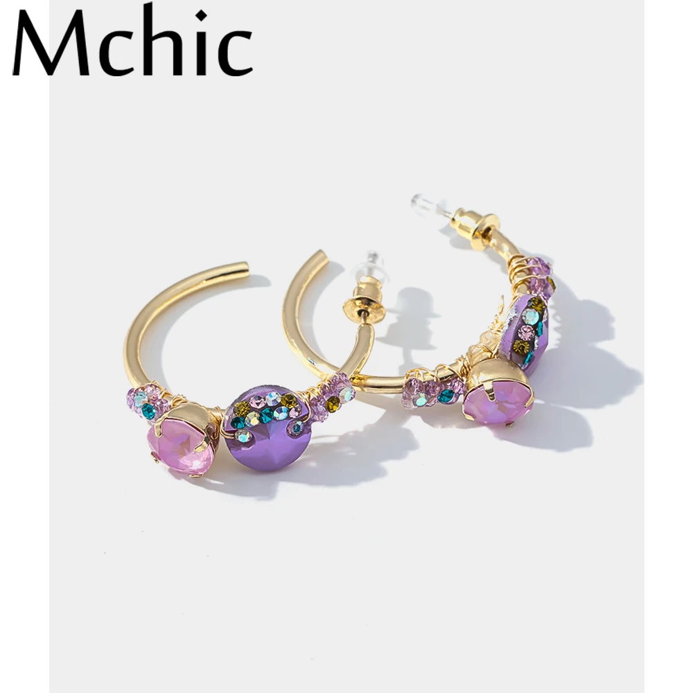 Mchic, модные милые серьги-кольца, медные ювелирные изделия, конфетные цвета, Кристальные геометрические серьги для женщин, праздничные серьги