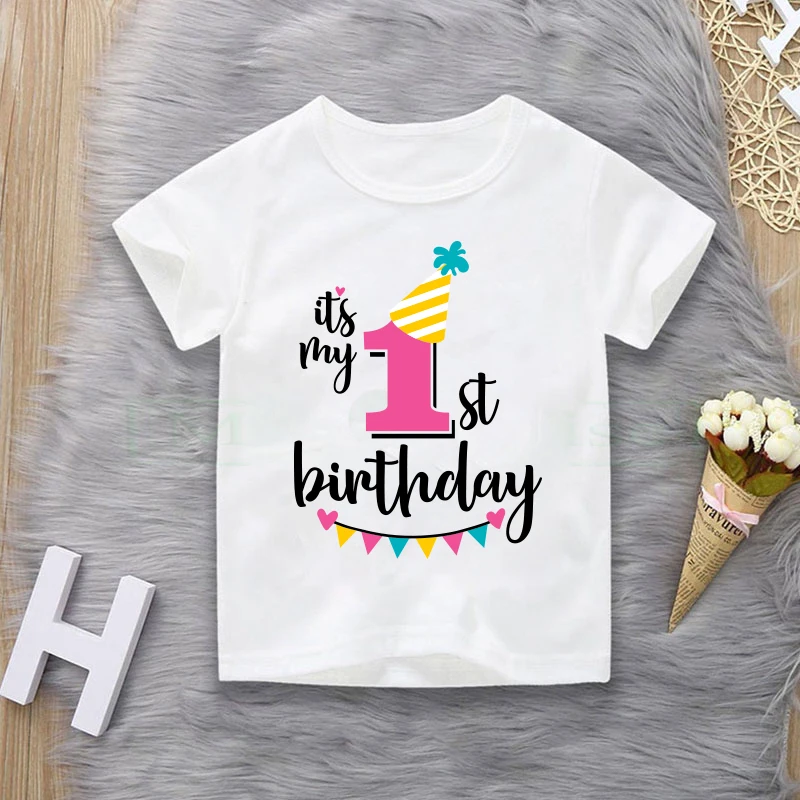 Kids Boys Girls Summer Birthday 1-7 Year Short Sleeved Round neck T-shirts children t shirt