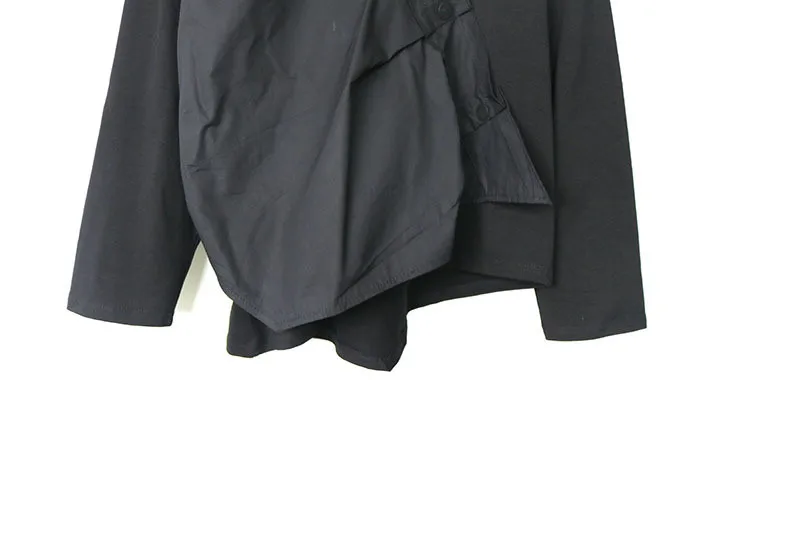 XITAO Асимметричная плиссированная футболка для женщин, модная новинка, осенняя Элегантная Маленькая Свежая футболка с длинным рукавом, облегающая футболка, GCC2262