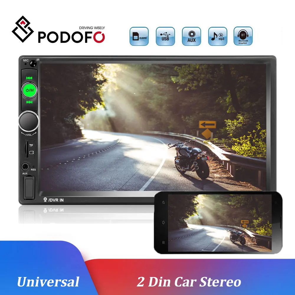 

Podofo 2 Din Car Radios 7" HD Car Multimedia Player Android Mirrorlink Autoradio 7010B Bluetooth FM USB AUX TF Auto Audio Stereo