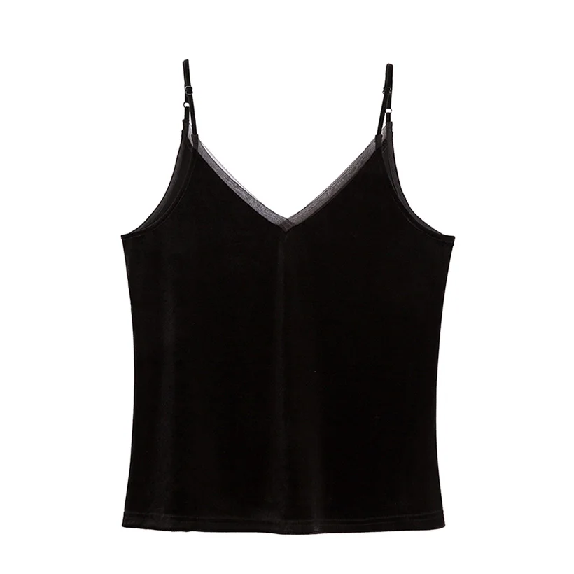 Новинка, модные сексуальные женские топы, сплошной цвет, v-образный вырез, бархатный топик, Женский Летний жилет