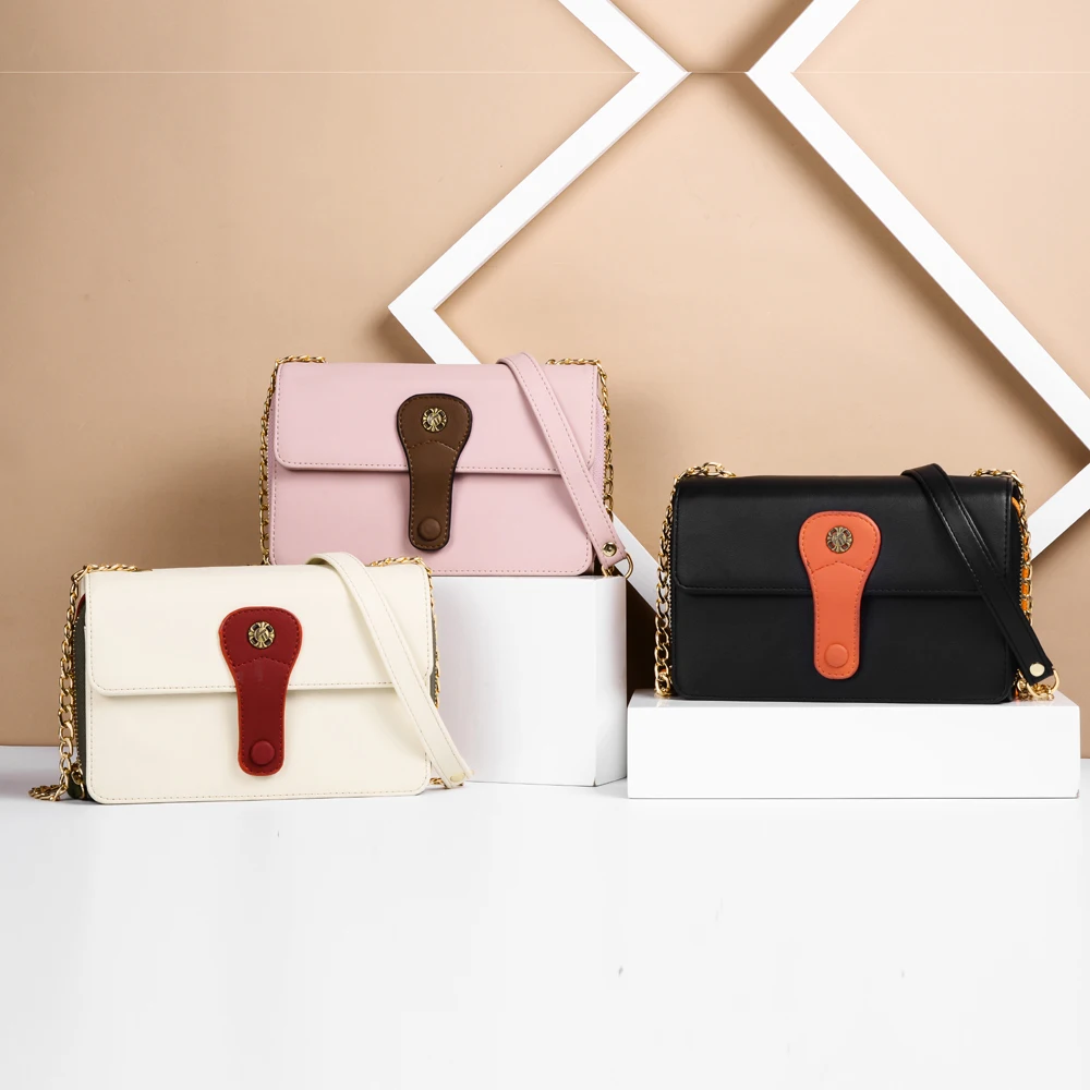 

Hot selling women's storage wallet magnetic buckle shoulder female wallet multifunctional color matching wallet