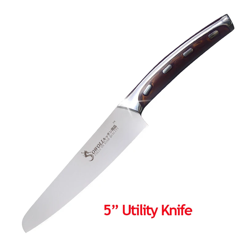 SOLLOW набор кухонных ножей из нержавеющей стали, разделочный нож шеф-повара " 6" " дюймов, набор ножей с ручкой из полимерного волокна, инструменты для приготовления пищи - Цвет: 5utility knife