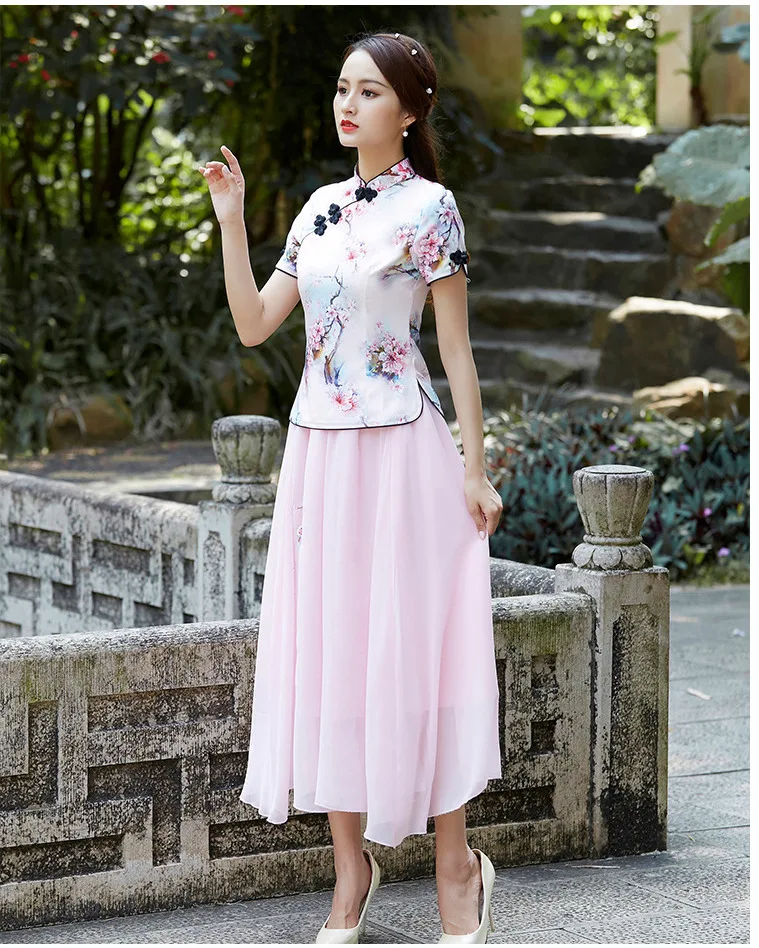 SHENG COCO цветы Блузка китайская винтажная одежда ретро Улучшенная одежда рубашка Женская Ретро китайская ветровка Блузка Топы