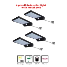2/4pcs 48lED Solar Lamp Outdoor Waterproof Ip65 Three Sides Induction Wall Lamp Flame Garden Street Lighting Emergency Modern se