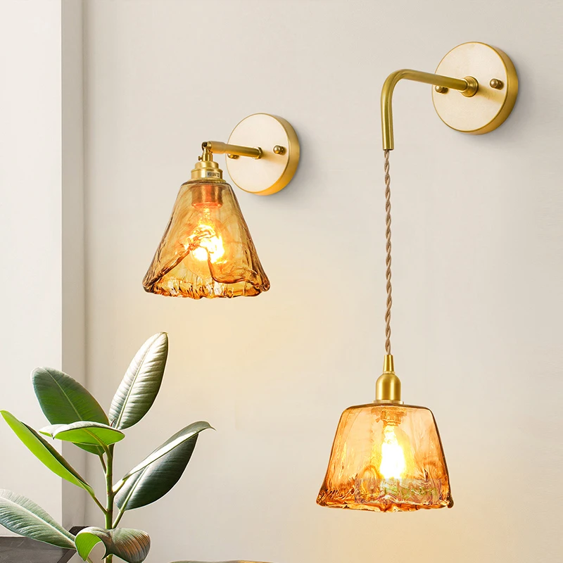 

Nordic Wall Lamp Simple Brass Hand Made Retro Gold Light Luxury Edison Creative Bedside Lamp Bedroom Led Wall Light For Home
