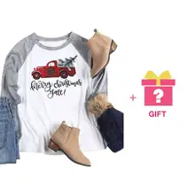 Plus Size Women T Shirt Merry Christmas Y'all Baseball Cute T-Shirt Half Raglan Sleeve Female Vogue Ladies Harajuku Tops Tee