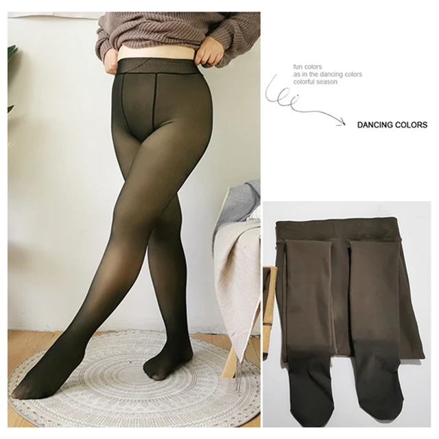 Fleece Pantyhose plus Size Fleece-lined Tights - High Waist