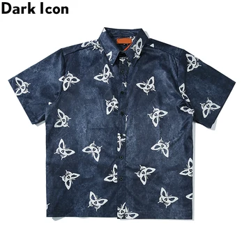 

DARK ICON Butterfly Full Print Hip Hop Shirt Men Women 2020 Summer Streetwear Men's Shirt Casual Shirts for Men