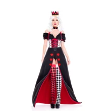Женский сексуальный костюм королева покера для взрослых красный костюм королевы сердец для Хэллоуина Ролевые игры Косплей маскарадный костюм