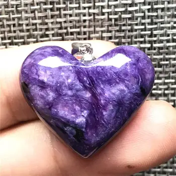 

Top Natural Heart Purple Charoite Pendant Jewelry For Woman Lady Man Crystal 26x8mm Beads Silver Sterling Necklace Pendant AAAAA