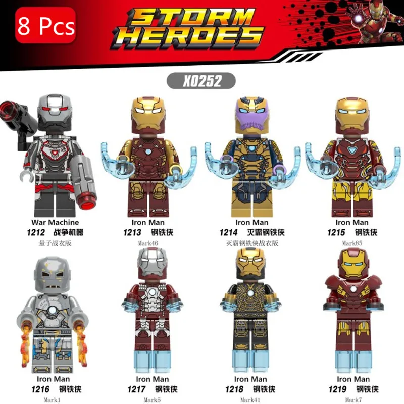 

8pcs/set TAKARA TOMY Superhero Building Blocks Bricks Figure Toy Iron Man Garage Kit Children Toys