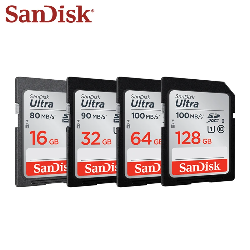 Карта памяти Sandisk Ultra 100% оригинал 16 ГБ 32 64 128 скорость чтения 80 МБ/с./с SD-карта для