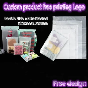 

200PCS Custom Free Print Logo Matte Frosted Plastic Bag Apparel Reusable Ziplock Bag sockes Towel T-Shirt Clothes Dress Bags