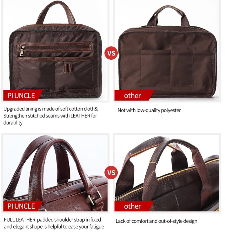 Genuine Leather Men Briefcase For Lawyers Laptop Handbag Ipad Large Vintage Business Man Messenger Bag Black Bolso Hombre Lawyer