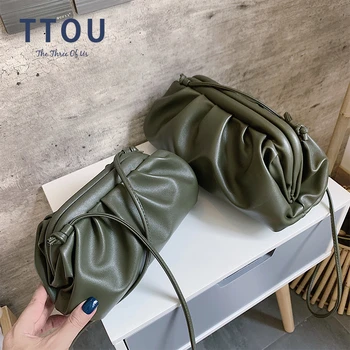 

TTOU Women Simple Dumplings Messenger Bag Designer Retro Fashion Cloud Female Crossbody Shoulder Bag Tide Handbag Clutch Bag