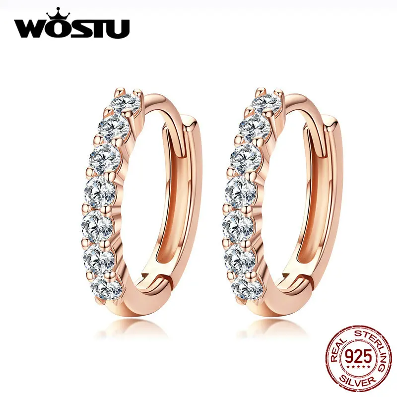 WOSTU, новинка, Genniue, 925 пробы, Серебряная роза, золотая, сделай сам, серьги с цирконием, серьги-гвоздики для женщин, изготовление ювелирных изделий, FIE351-C