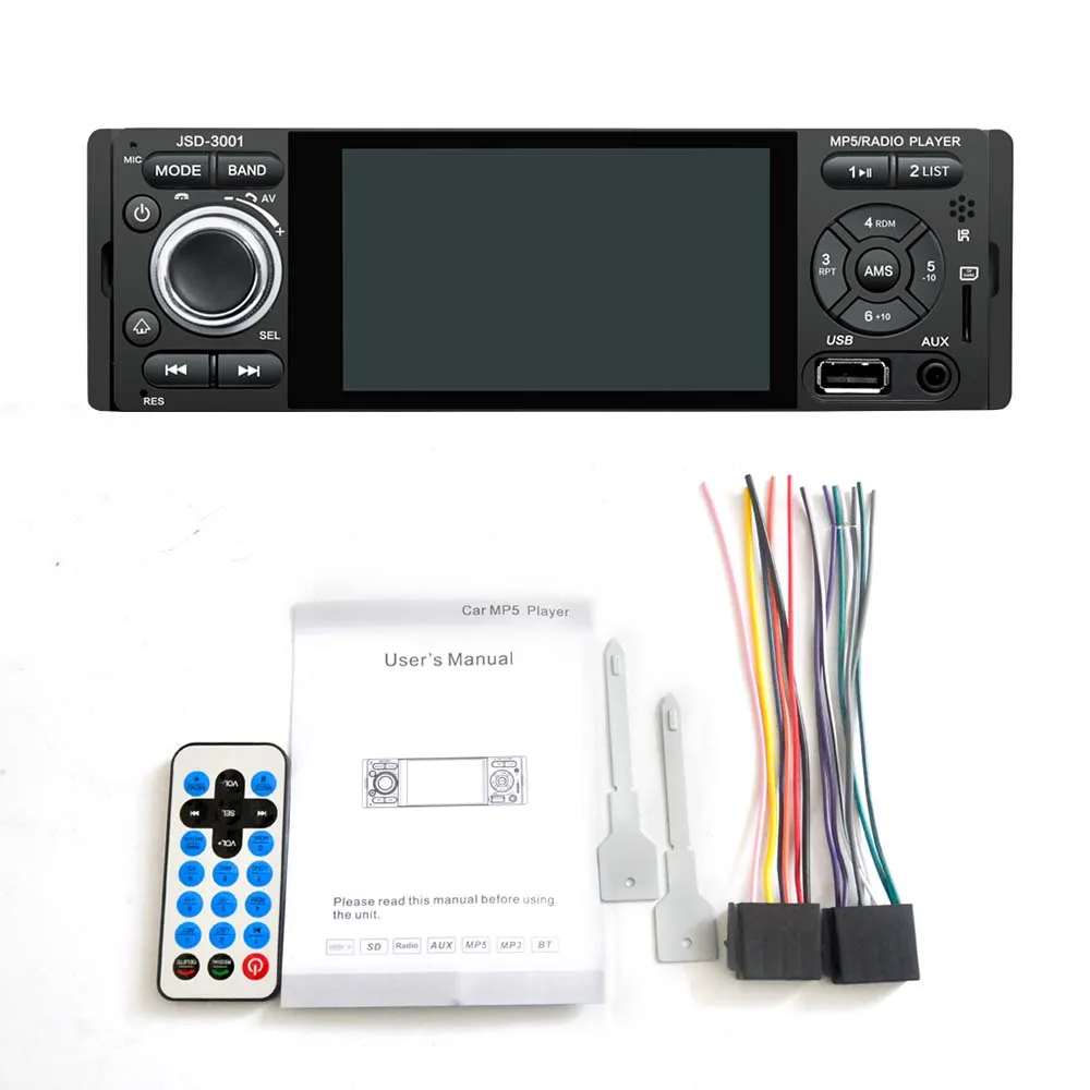 

4.1Inch 1 Din Car Stereo MP5 Player Touch Screen FM Radio bluetooth USB AUX Mirror Link Remote Control Support Backup Camera