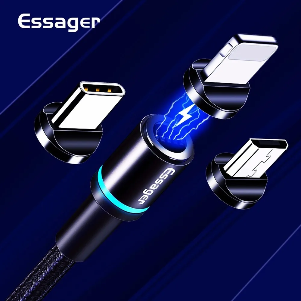 Essager Led Магнитный mi cro USB кабель для iPhone 11 XR X samsung Магнитный зарядный кабель type C кабель для Xiaomi mi 9 8 красный mi Note 7
