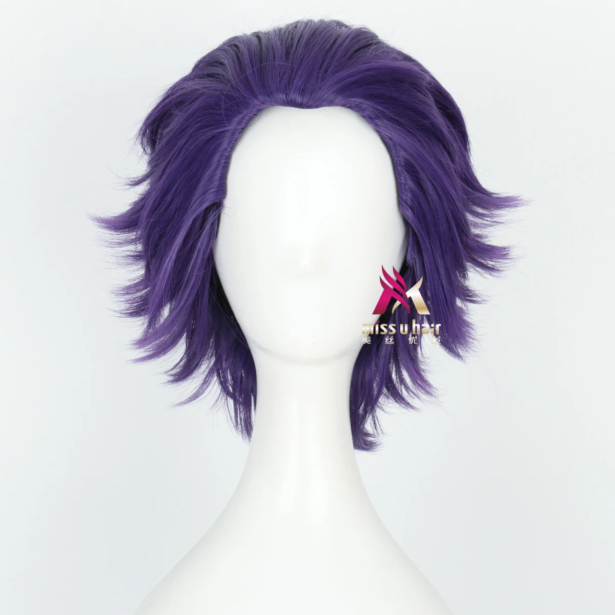 

Парик на Хэллоуин ежедневное представление мой герой Академия фиолетовый Обратный завитой короткий парик для косплея