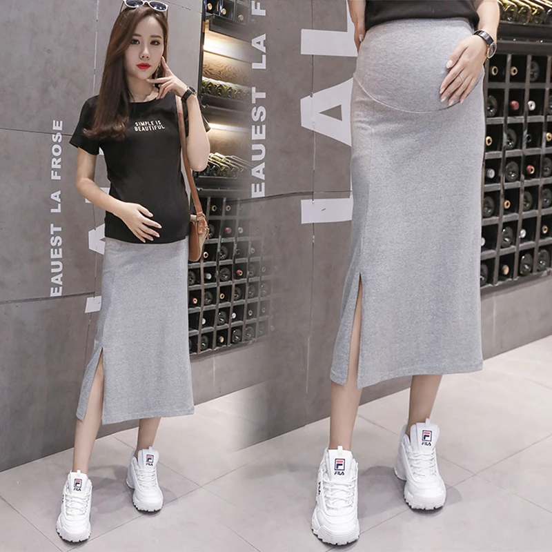 Side Opening Maternity Skirts For Pregnant Women Clothes Abdominal High Waist Skirt Pregnancy Casual Slim Package Hip Skirt