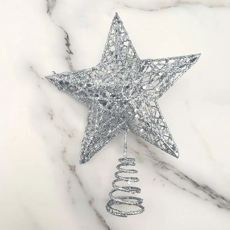 1pcs/pack 15*20cm Gold Glitter Christmas Tree Top Iron Star Christmas Decorations Home Xmas Tree Ornaments Handmade DIY