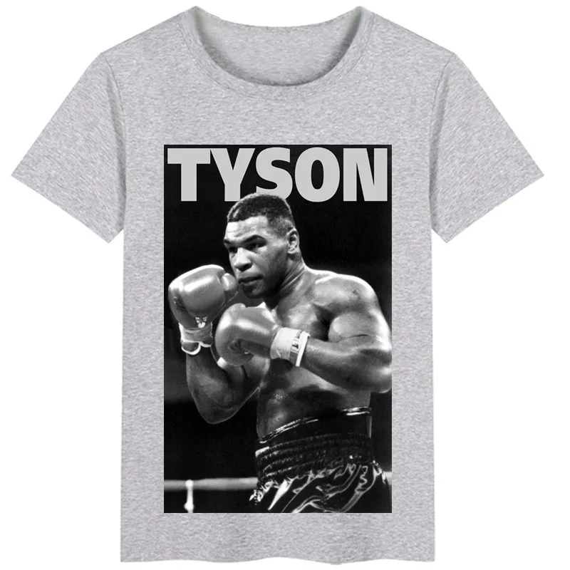 Мужская и женская футболка с коротким рукавом для бокса принтом Tyson размер S