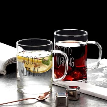 

Good Morning Glass Water Bottle Heat-Resistant Juice Container Beverage Jugs Flower Tea Pot Milk Cups Home Bar Drinkware