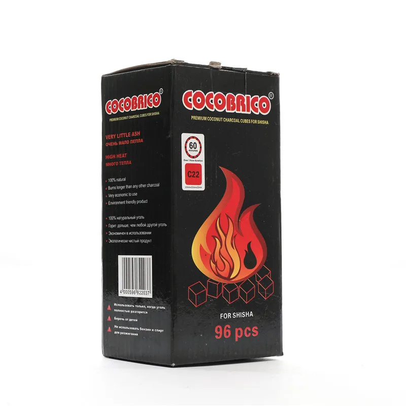 Cocobrico Charcaol 96 шт. Быстрый светильник для сжигания кальяна Charcoals Coal Touch Silver Chicha Narguile натуральный уголь для труб